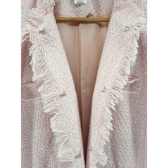 Venus Tweed Fringe Jacket Size 12 Pink Cardigan NWOT - Picture 4 of 13